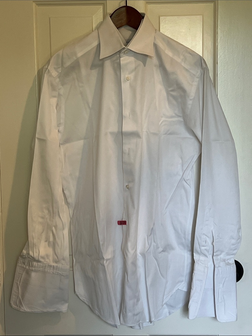 Ermenegildo Zegna Men’s White Dress Shirt with Point Collar
